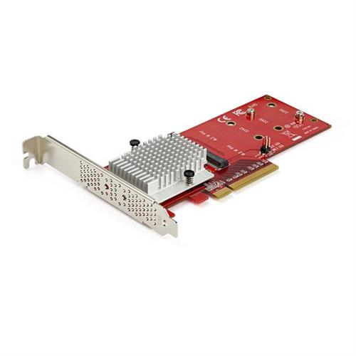 StarTech.com Dual M.2 PCIe SSD Adapter Card - x8 / x16 Dual NVMe or AHCI M.2 SSD to PCI Express 3.0 - M.2 NGFF PCIe (M-Key) Compatible - Supports 2242 2260 2280 - JBOD - Mac & PC - TAA PCIe M.2 PCI 3.0 Red 3336103 h CE FCC TAA REACH