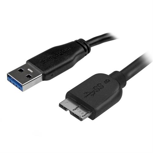 Photos - Cable (video, audio, USB) Startech.com Slim Micro USB 3.0 Cable - M/M - 2m (6ft) 2 m USB A Micro-USB B USB 3.2 Gen 1  Male/Male Black USB3A (3.1 Gen 1)