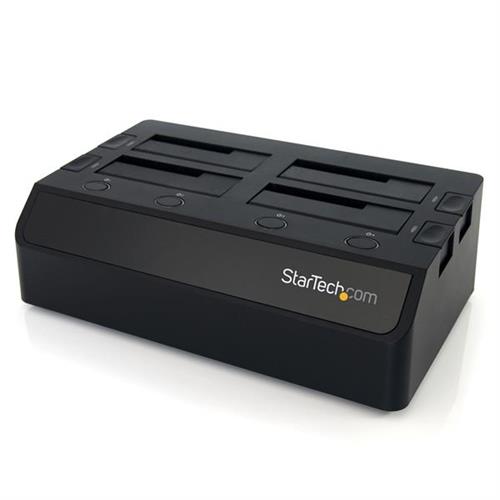 StarTech.com 4-Bay USB 3.0 to SATA Hard Drive Docking Station USB Hard Drive Dock External 2.5/3.5" SATA III SSD/HDD Docking Station Hot-Swap Hard Drive Bay Top-Loading