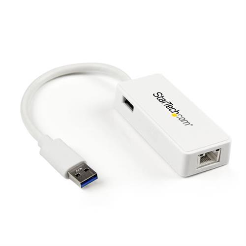 StarTech.com USB 3.0 to Gigabit Ethernet Adapter NIC w/ USB Port - White. Connectivity technology: Wired Host interface: RJ-45 Interface: USB. Maximum data transfer rate: 5000 Mbit/s. Product colour: White