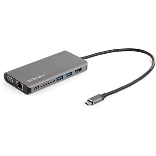 StarTech.com USB C Multiport Adapter - USB-C Mini Travel Dock w/ 4K HDMI or 1080p VGA - 3x USB 3.0 Hub SD GbE Audio 100W PD Pass-Through - Portable Docking Station for Laptop/Tablet Wired USB 3.2 Gen 1 (3.1 Gen 1) Type-C 100 W 101001000 Mbi