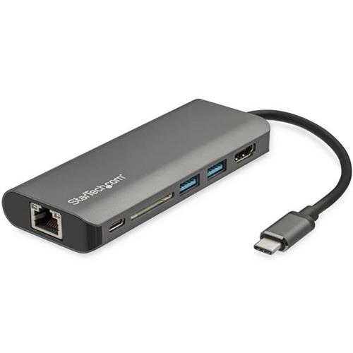 StarTech.com USB C Multiport Adapter - USB-C Travel Dock to 4K HDMI 3x USB 3.0 Hub SD/SDHC GbE 100W PD 3.0 Pass-Through - Portable USB-C Mini Docking Station USB Type-C/Thunderbolt 3