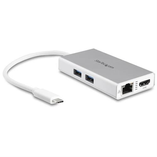 StarTech.com USB-C Multiport Adapter - USB-C Travel Docking Station w/ 4K HDMI - 60W Power Delivery Pass-Through GbE 2pt USB-A 3.0 Hub - Portable Mini USB Type-C Dock for Laptop - White Wired USB 3.2 Gen 1 (3.1 Gen 1) Type-C 60 W USB Type-A US