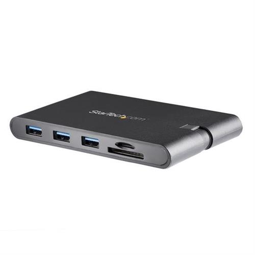 Image of StarTech.com USB C Multiport Adapter - USB Type-C Mini Dock with HDMI 4K or VGA 1080p Video - 100W Power Delivery Passthrough 3-port USB 3.0 Hub GbE SD &amp; MicroSD - Laptop Travel Dock