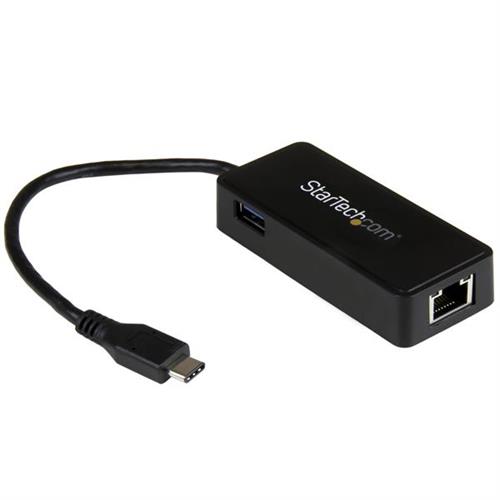 StarTech.com USB-C to Gigabit Network Adapter with Extra USB 3.0 Port - Black