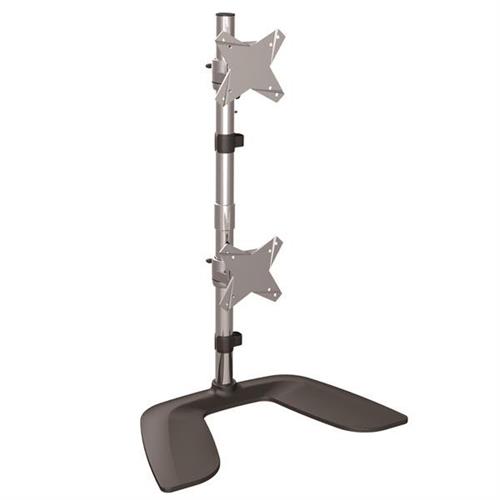 StarTech.com Vertical Dual Monitor Stand Ergonomic Desktop Stacked Two Monitors Free Standing Universal Monitor Mount Height Adjustable - For up to two 27" or 34" Ultrawide (22lb/8kg) VESA Mount Displays Freestanding 16 kg 33 cm (13") 68.6 cm