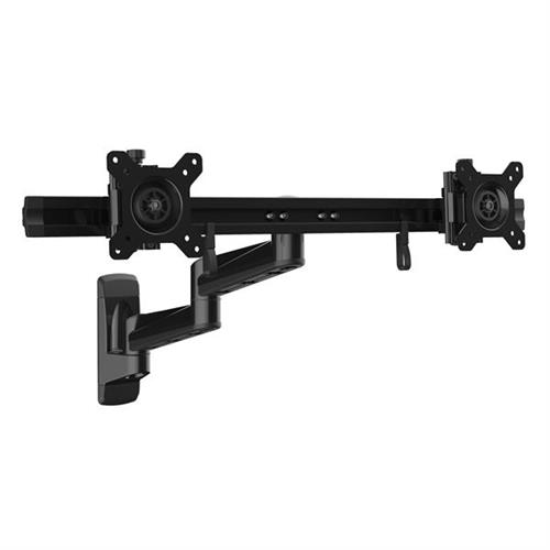 StarTech.com Wall Mount Dual Monitor Arm  Articulating Ergonomic VESA Wall Mount for 2x 24" (11lb/5kg) Displays  Synchronized Adjustable Crossbar  Tilt/Swivel/Rotate- Double Screen Mount Bracket