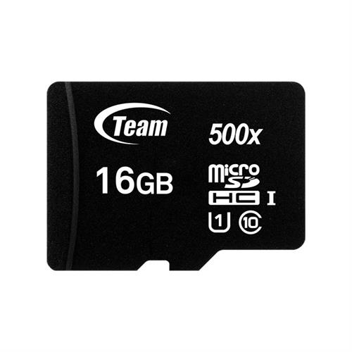 Team Group 16GB Micro SDHC. Capacity: 16 GB Flash card type: MicroSDHC Flash memory class: Class 10 Internal memory type: UHS-I Read speed: 80 MB/s Write speed: 15 MB/s. Product colour: Black