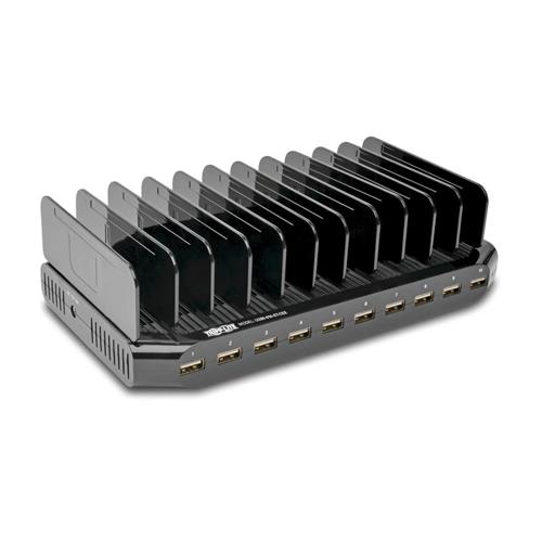 Tripp Lite U280-010-ST-CEE 10-Port USB Charging Station with Adjustable Storage 12V 8A (96W) USB Charger Output Schuko Power Cord