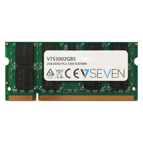 V7 2GB DDR2 PC2-5300 667Mhz SO DIMM Notebook Memory Module - V753002GBS 2 GB 1 x 2 GB DDR2 667 MHz 200-pin SO-DIMM Green