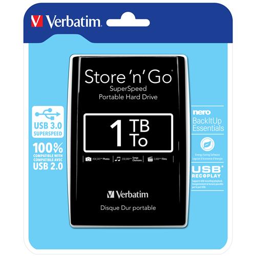 Verbatim Store 'n' Go USB 3.0 Portable Hard Drive 1TB Black