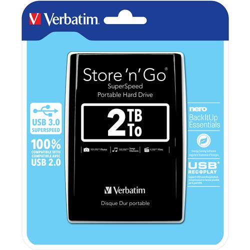 Verbatim Store 'n' Go USB 3.0 Portable Hard Drive 2TB Black
