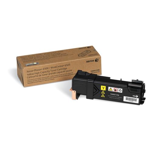 Xerox Genuine Phaser 6500 / WorkCentre 6505 Yellow Toner Cartridge - 106R01596. Colour toner page yield: 2500 pages Printing colours: Yellow Quantity per pack: 1 pc(s)