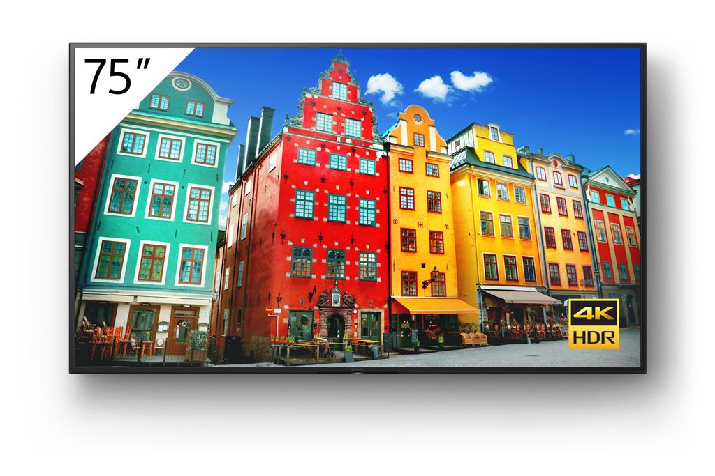 Sony FW-75BZ30J Signage Display Digital signage flat panel 190.5 cm (75") IPS Wi-Fi 440 cd/m 4K Ultra HD Black Built-in processor Android 10 24/7