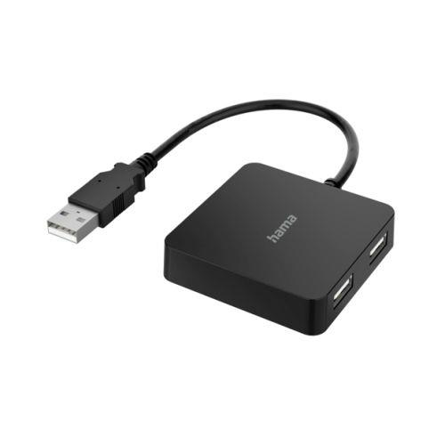 Hama USB Hub 4 Ports USB 2.0 480 Mbit/s USB 2.0 USB 2.0 480 Mbit/s Black 0.15 m Germany