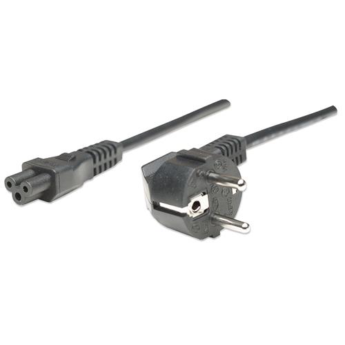 Manhattan Mains Power Cord/Cable Euro 2-pin (CEE 7/4 Schuko) plug to C5 Female (cloverleaf/triangular) 1.8m 16A Lead Lifetime Warranty