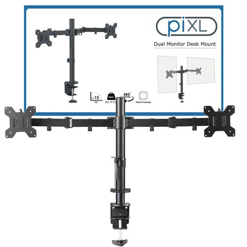 piXL DOUBLE ARM monitor mount / stand 68.6 cm (27") Desk Black