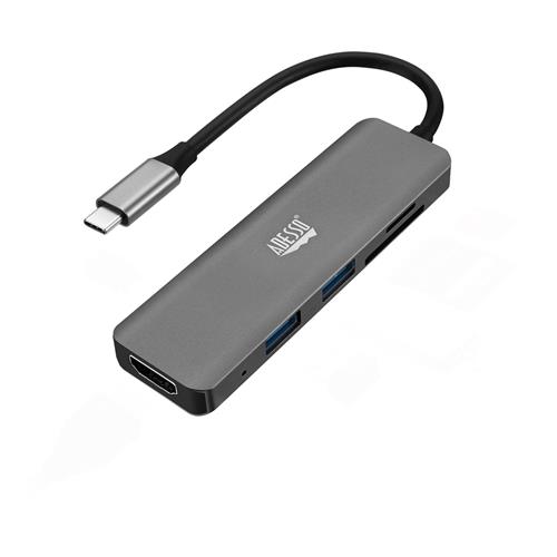 Adesso AUH-4020 Thunderbolt 3 Aluminium MicroSD (TransFlash) SD HDMI USB 3.2 Gen 1 (3.1 Gen 1) Type-A USB 3.2 Gen 1 (3.1 Gen 1) Type-C Aluminium CE
