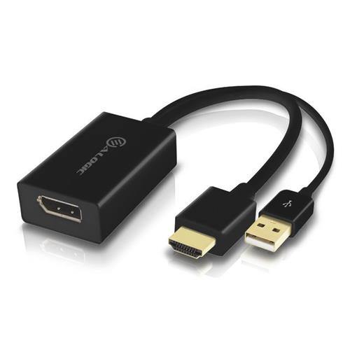 Photos - Cable (video, audio, USB) ALOGIC HDMI Male to DisplayPort Female Adapter with USB Cable for Power - BLACK. Connector 1: DisplayPort Connector 2: HDMI 