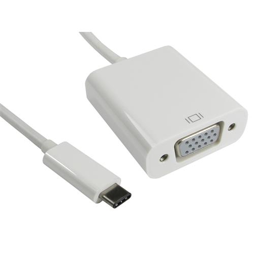 Cables Direct USB3C-VGACAB. USB version: 3.2 Gen 2 (3.1 Gen 2) USB connector type: USB Type-C Maximum resolution: 2048 x 1152 pixels. Product colour: White. USB cable length: 0.15 m. Package type: Polybag