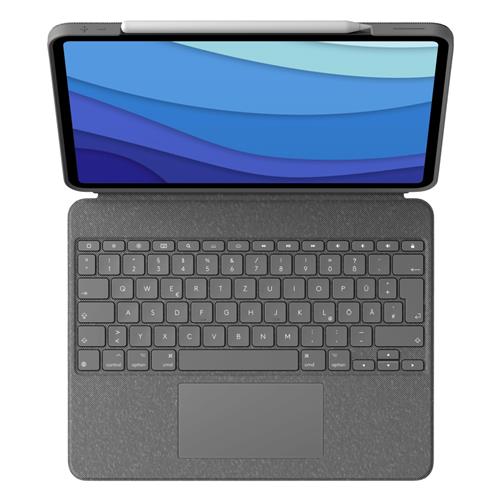 Logitech Combo Touch, QWERTZ, German, Trackpad, 1.9 cm, 1 mm, Apple