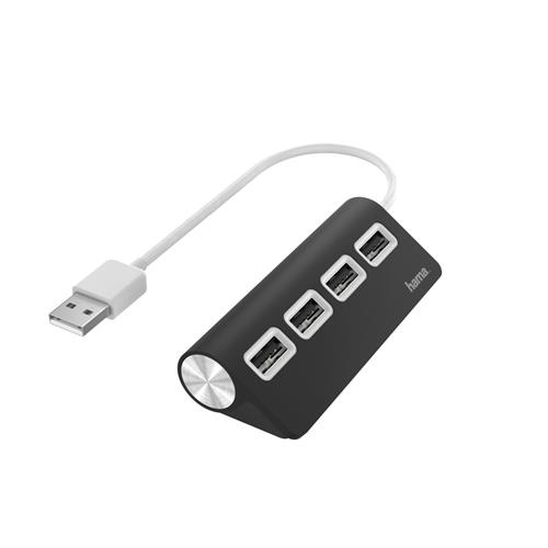 Hama USB Hub 4 Ports USB 2.0 480 Mbit/s black