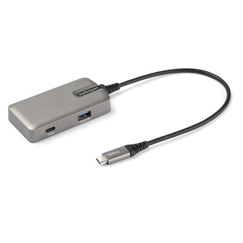 StarTech.com USB C Multiport Adapter - USB-C to 4K 60Hz HDMI 2.0 100W Power Delivery Pass-through - 3-Port 10Gbps USB Hub - Portable USB Type-C Mini Docking Station - 10" (25cm) Cable Wired USB 3.2 Gen 2 (3.1 Gen 2) Type-C 100 W Grey 10 Gbit/s