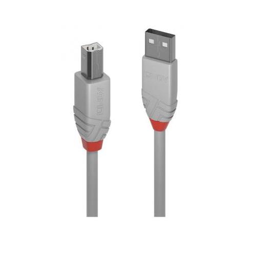 Lindy 5m USB 2.0 Type A to B Cable Anthra Line Grey