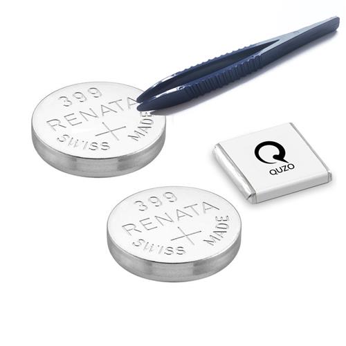 Bundle of 2x Renata 399 Batteries and Specialist Installation Tweezers and Quzo Belgian Chocolate