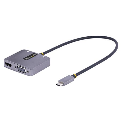 StarTech.com USB C Video Adapter USB C to HDMI VGA Multiport Adapter 3.5mm Audio 4K 60Hz HDR 100W PD Pass-Through Thunderbolt 3/4 Compatible - USB C Display Travel Adapter