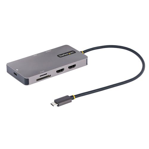 StarTech.com USB C Multiport Adapter Dual HDMI Video 4K 60Hz 2Pt 5Gbps USB-A Hub 100W Power Delivery Pass-Through/GbE/SD/MicroSD 12"/30cm Cable Travel Dock Laptop Docking Station