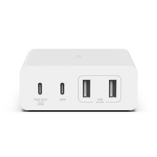 Belkin WCH010myWH. Charger type: Indoor Power source type: AC Charger compatibility: Laptop Smartphone Smartwatch Tablet USB Type-C ports quantity: 2 Fast charging. Cable length: 2 m Product colour: White