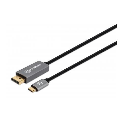 Photos - Cable (video, audio, USB) MANHATTAN USB-C to DisplayPort 1.4 Cable 8K@60Hz 2m Male to Male Not Bi-Directional Black Three Year Warranty Equivalent to 