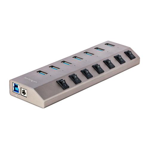 StarTech.com 7 Port Self-Powered USB C Hub with Individual On/Off Switches USB 3.0 (5Gbps) Expansion Hub with Power Supply Desktop Laptop USB-C to USB-A Splitter