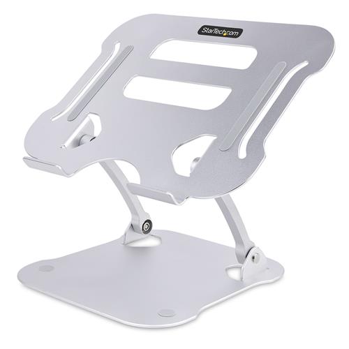 StarTech.com Laptop Stand for Desk Ergonomic Laptop Stand Adjustable Height Aluminum Portable Supports up to 22lb (10kg) Foldable Laptop Holder for Desk - Angled Notebook Computer Riser/Lift