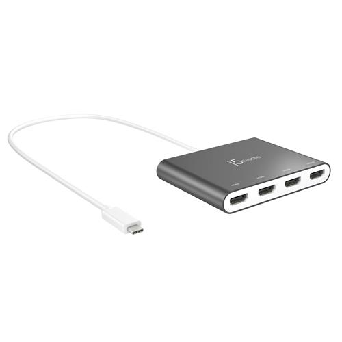 j5create JCA366-N USB-C to 4-Port HDMI Multi-Monitor Adapter Silver