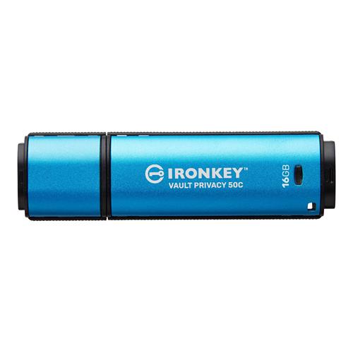 Kingston Technology IronKey 16GB USB-C Vault Privacy 50C AES-256 Encrypted FIPS 197