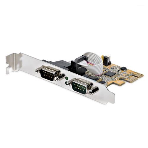 StarTech.com 2-Port PCI Express Serial Interface Card Dual Port PCIe to RS232 (DB9) Serial Card 16C1050 UART Low/Full Profile Brackets COM Retention For Windows/Linux - TAA