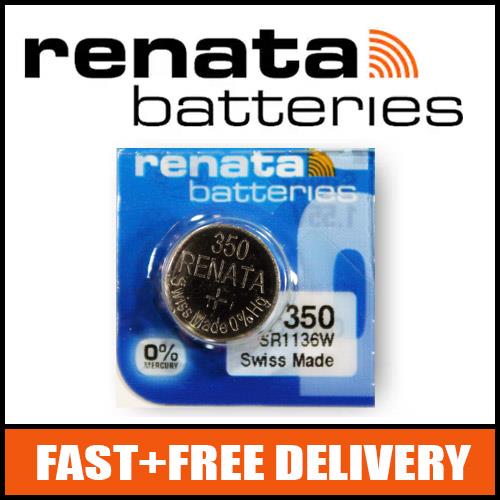 1 x Renata 350 Watch Battery 1.55v SR1136W - Official Renata Watch Batteries