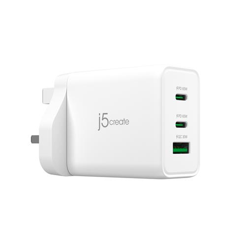 j5create JUP3365F-FN 65W GaN USB-C 3-Port Charger - UK