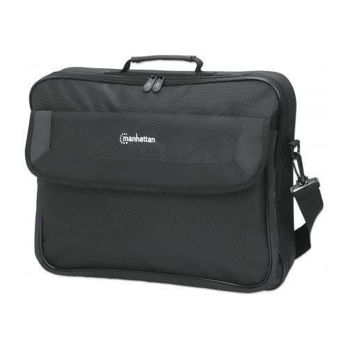Manhattan Cambridge Laptop Bag 17.3" Clamshell Design Black LOW COST Accessories Pocket Document Compartment on Back Shoulder Strap (removable) Equivalent to Targus CN418EU Notebook Case Three Year Warranty