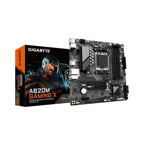 GIGABYTE A620M GAMING X Motherboard - Supports AMD Ryzen 8000 CPUs 8+2+1 Phases Digital VRM up to 8000MHz DDR5 (OC) 1xPCIe 4.0 M.2 GbE LAN USB 3.2 Gen 2