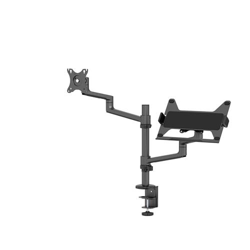 Neomounts DS20-425BL2 Monitor arm with laptop holder 17-27" - space saving Clamp/Grommet 8 kg 43.2 cm (17") 68.6 cm (27") 100 x 100 mm Black