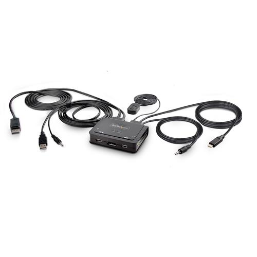 Photos - Keyboard Startech.com 2-Port Hybrid USB-C DisplayPort Cable KVM Switch 4K 60Hz Compact KVM with 6ft/1.8m USB-A/DisplayPort/Audio &amp 