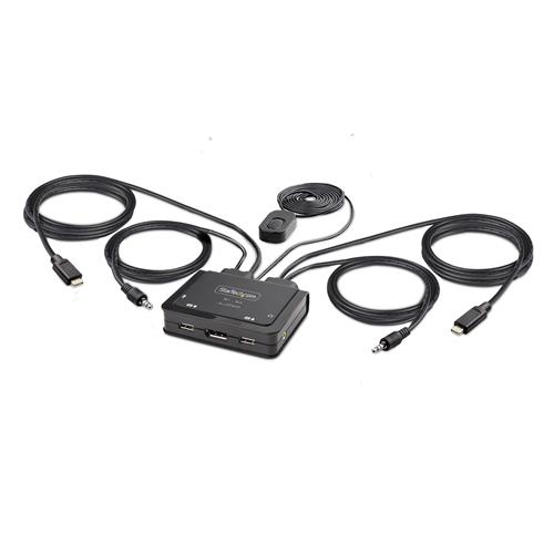 Photos - Keyboard Startech.com 2-Port USB-C Cable KVM Switch 4K 60Hz DisplayPort Output Compact KVM with 4ft/1.2m USB Type-C/Audio Integrated 