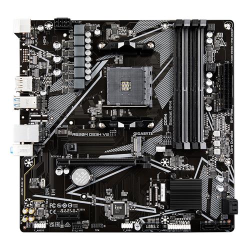 GIGABYTE A520M DS3H V2 Motherboard - Supports AMD Ryzen 5000 Series AM4 CPUs up to 4733MHz DDR4 (OC) PCIe 3.0 x16 GbE LAN USB 3.2 Gen 1