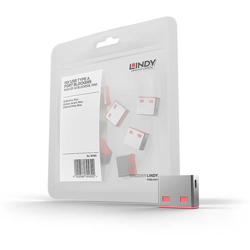 Lindy USB Port Blocker (without key) - Pack of 10 Pink