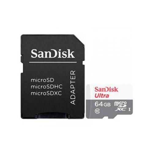 SanDisk 64GB Ultra microSDXC. Capacity: 64 GB Flash card type: MicroSDXC Flash memory class: Class 10 Read speed: 100 MB/s Write speed: 10 MB/s. Product colour: Grey