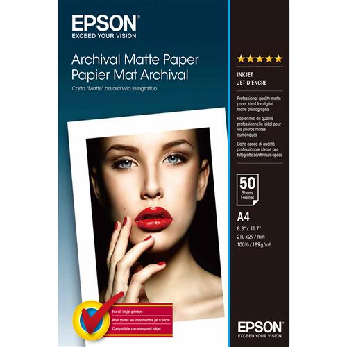 Epson A4 Archival Matte Photo Paper 189gsm 50 sheets Matte 192 g/m A4 White 50 sheets WorkForce Pro WF-C5790DWF SureColor SC-T7200D SureColor SC-T7200 SureColor SC-T7200 SureColor...