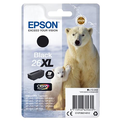 Epson 26XL Polar bear Claria Premium Single Black Ink